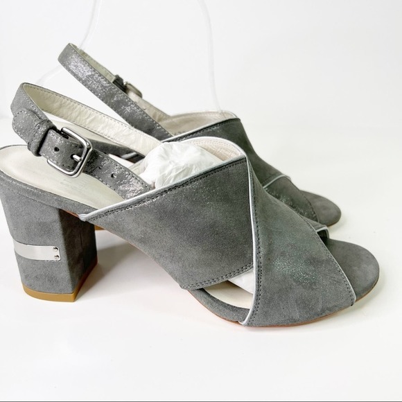 NWOB Stuart Weitzman Gray Block Heels SZ 8 - Picture 6 of 9